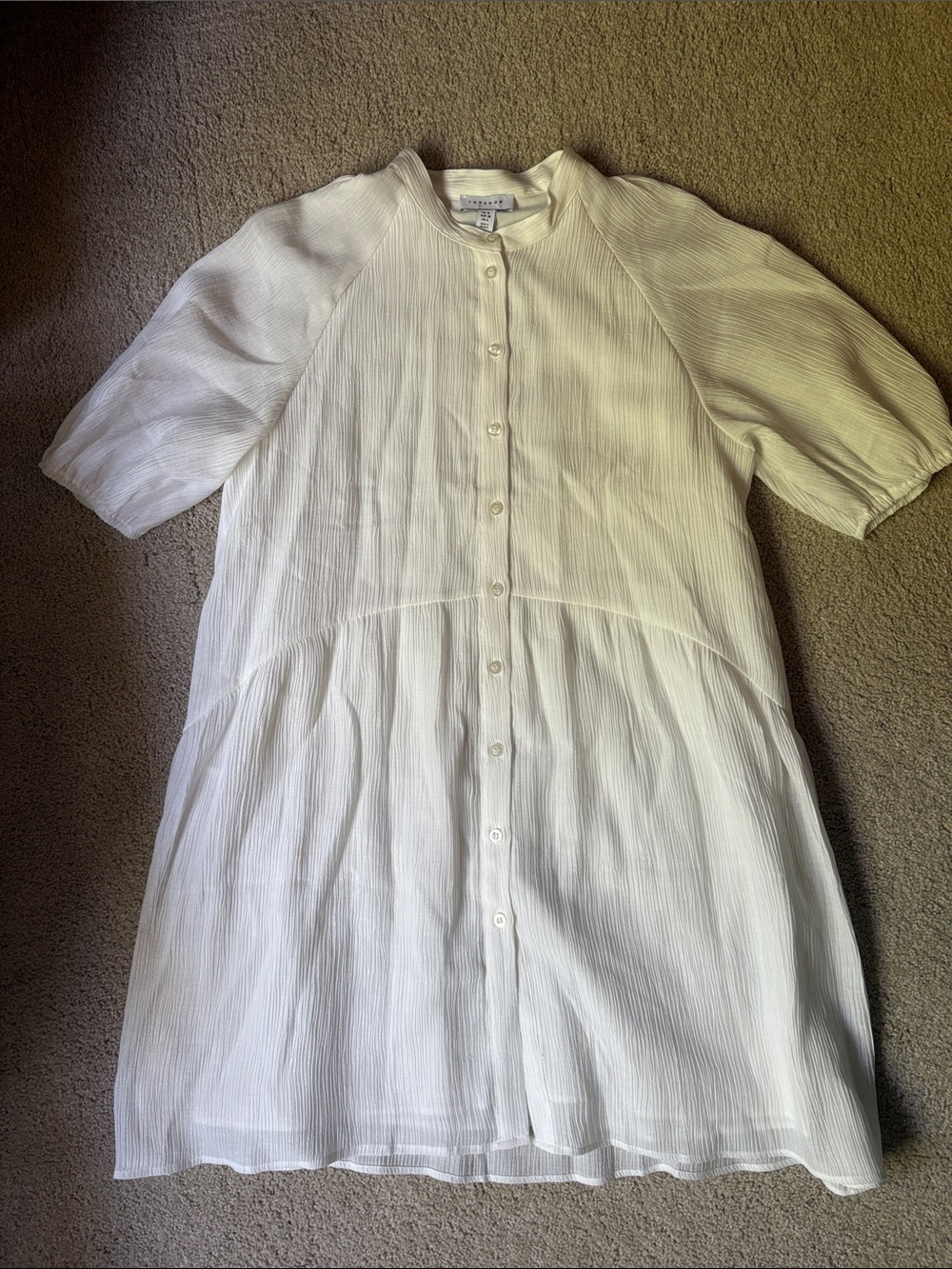 Topshop Ivory Textured Button-Front Dress